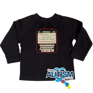 4/$12 💥♻ Okie Dokie Christmas Naughty List Infant Black LS Tee | Size 18m | 109